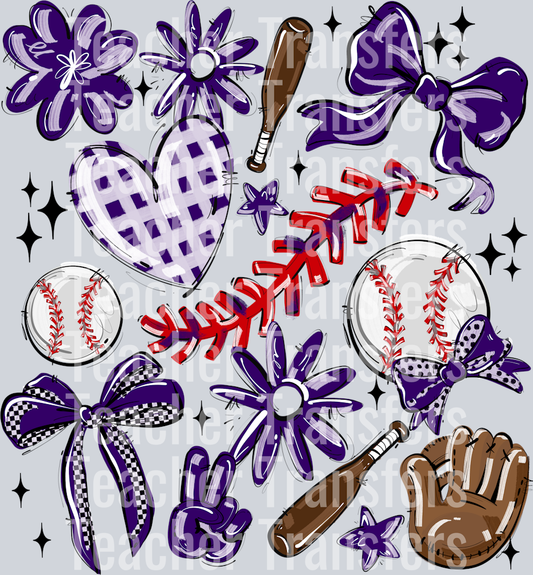 PURPLE PLAY BALL COLLAGE BASEBALL