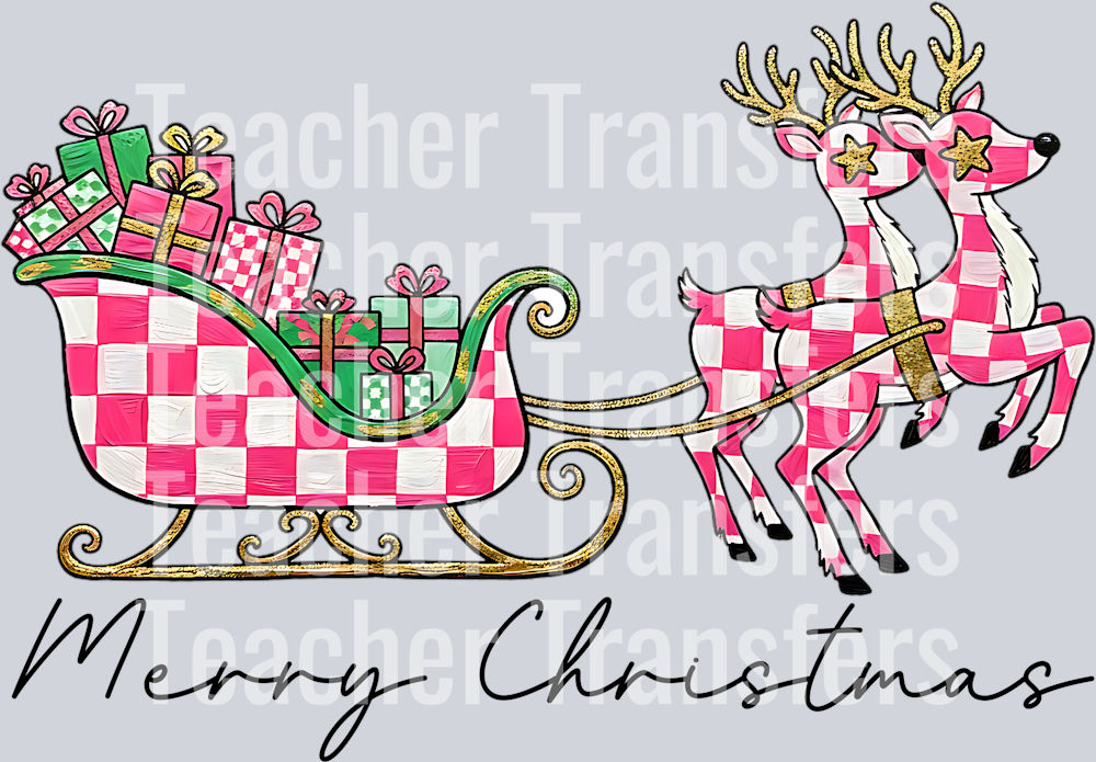 Merry Christmas pink checkered print