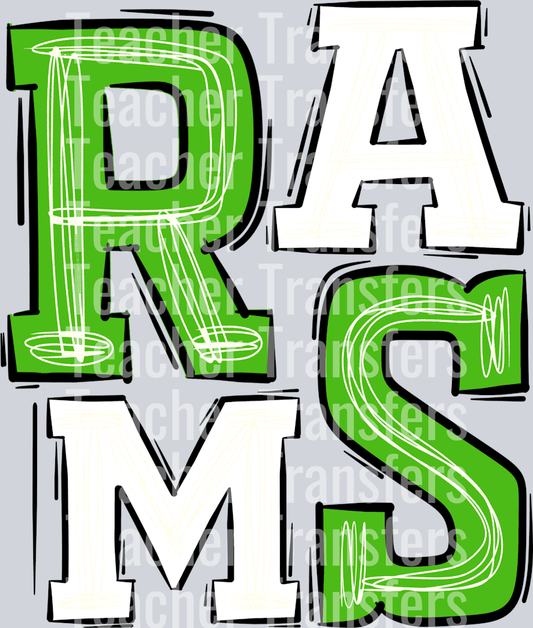 Rams Kelly Green and White