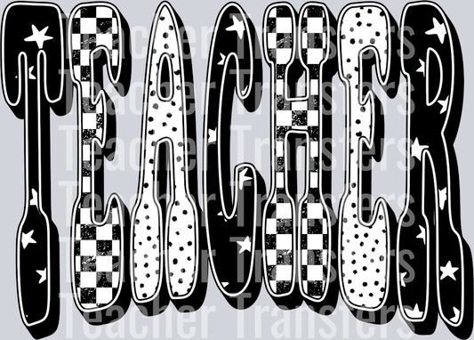 TEACHER BLACK CHECKERED