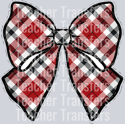 Red Black Plaid Bow