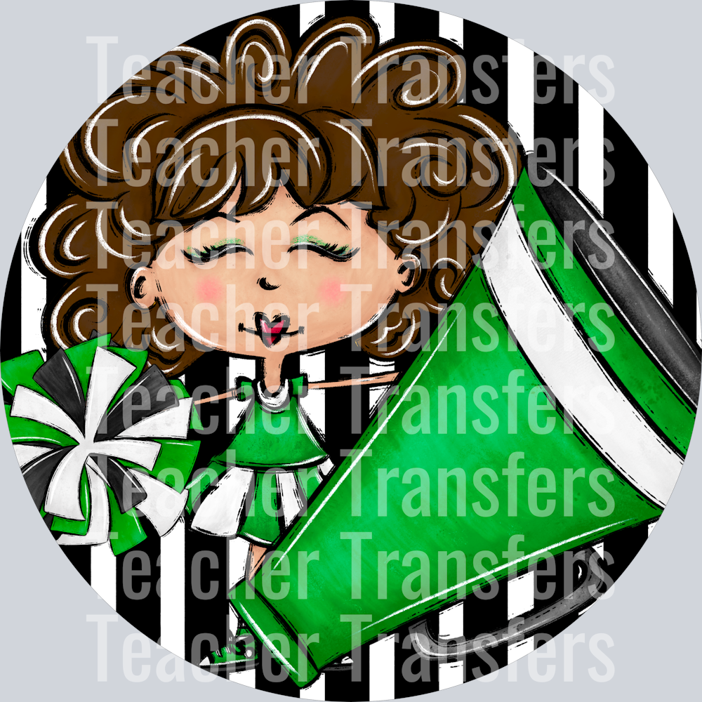 Cheer Bag Tags Green Light Brown Hair