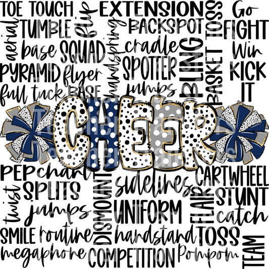 CheerDoodleWordArtNavyGrey