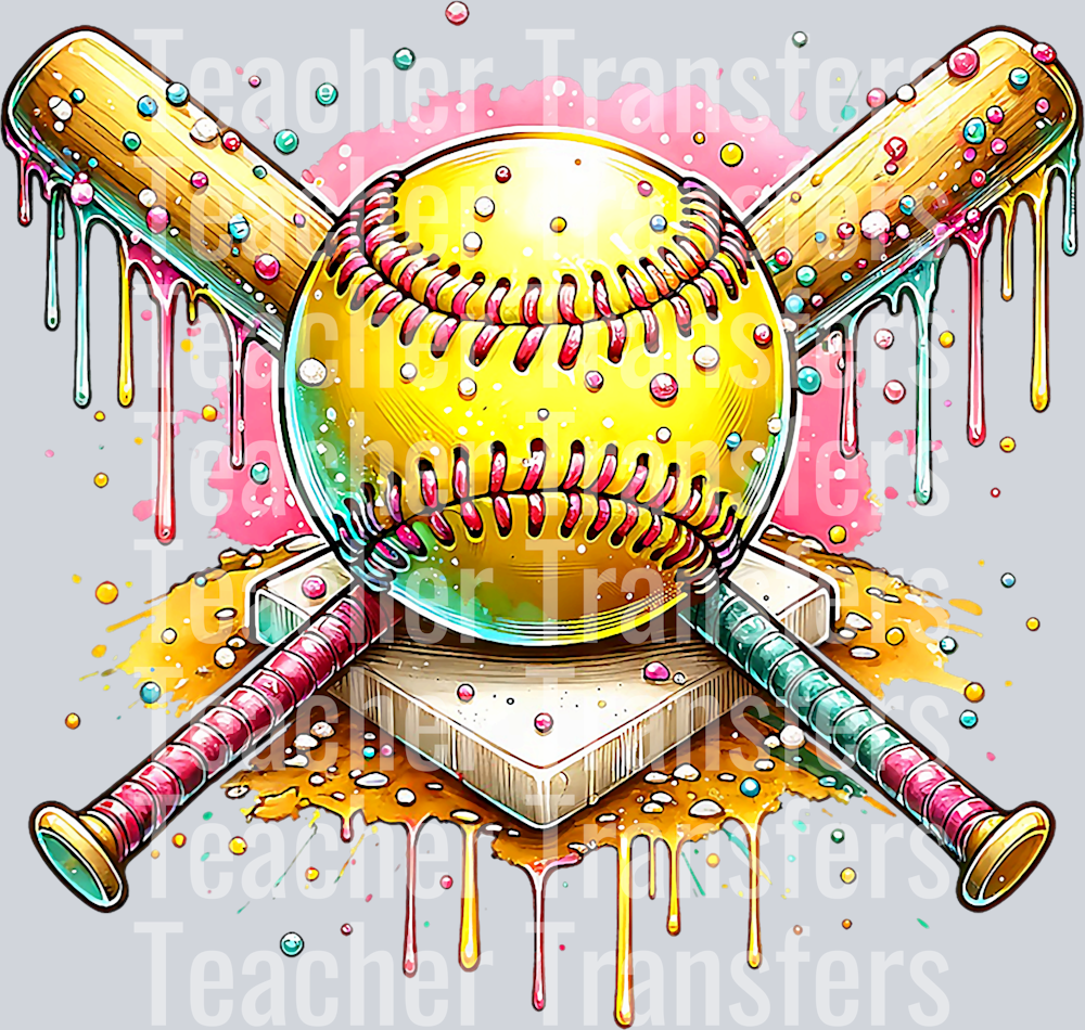 Softball Home plate Ice Cream Drip Sport Team Ice Cream Drip T-Shirt