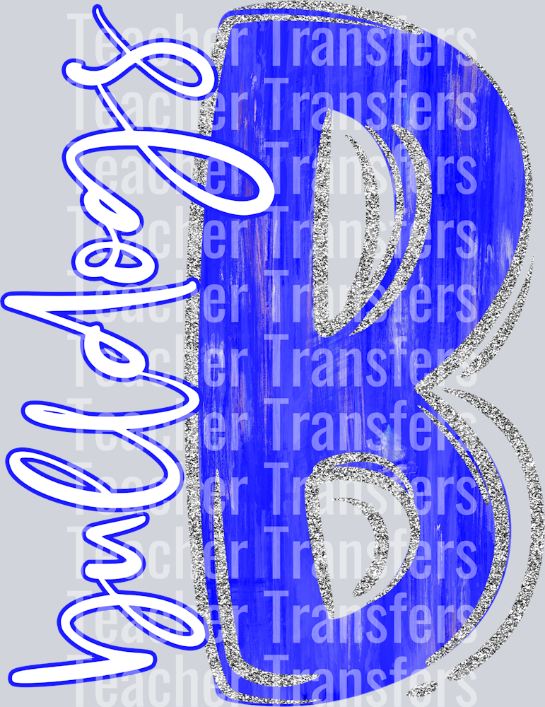 Painted B Bulldogs Royal Silver