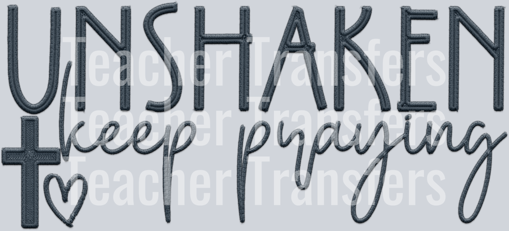 unshaken keep praying navy blue faux emb