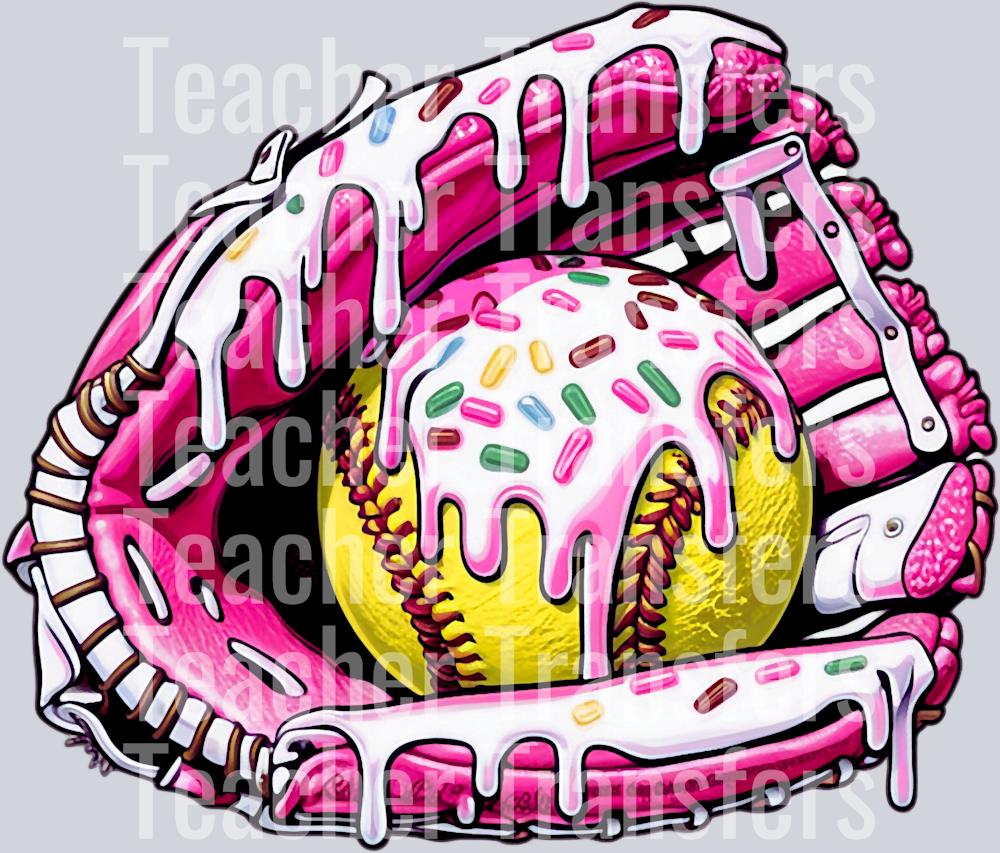 Softball Drip Ice Cream Dripping Kids Girl Softball Glove T-Shirt