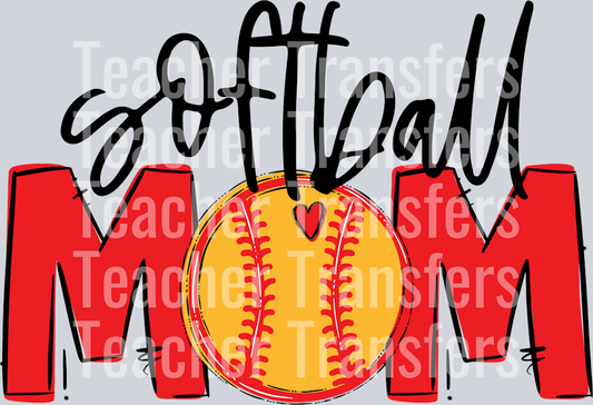 Softball Mom Red No Flowers