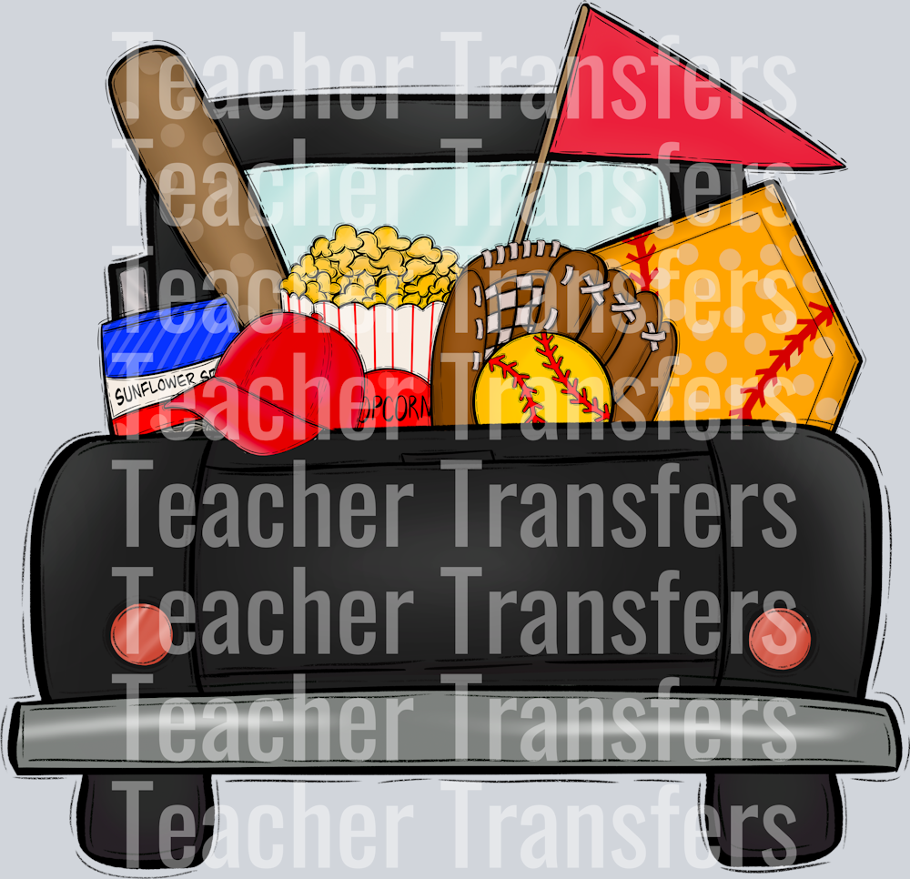 Follow me to the ballpark Red Softball Truck