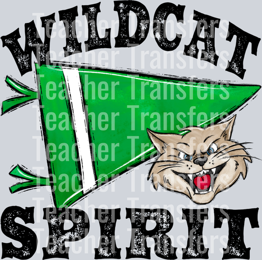 Pennant Mascots WILDCAT Spirit Green