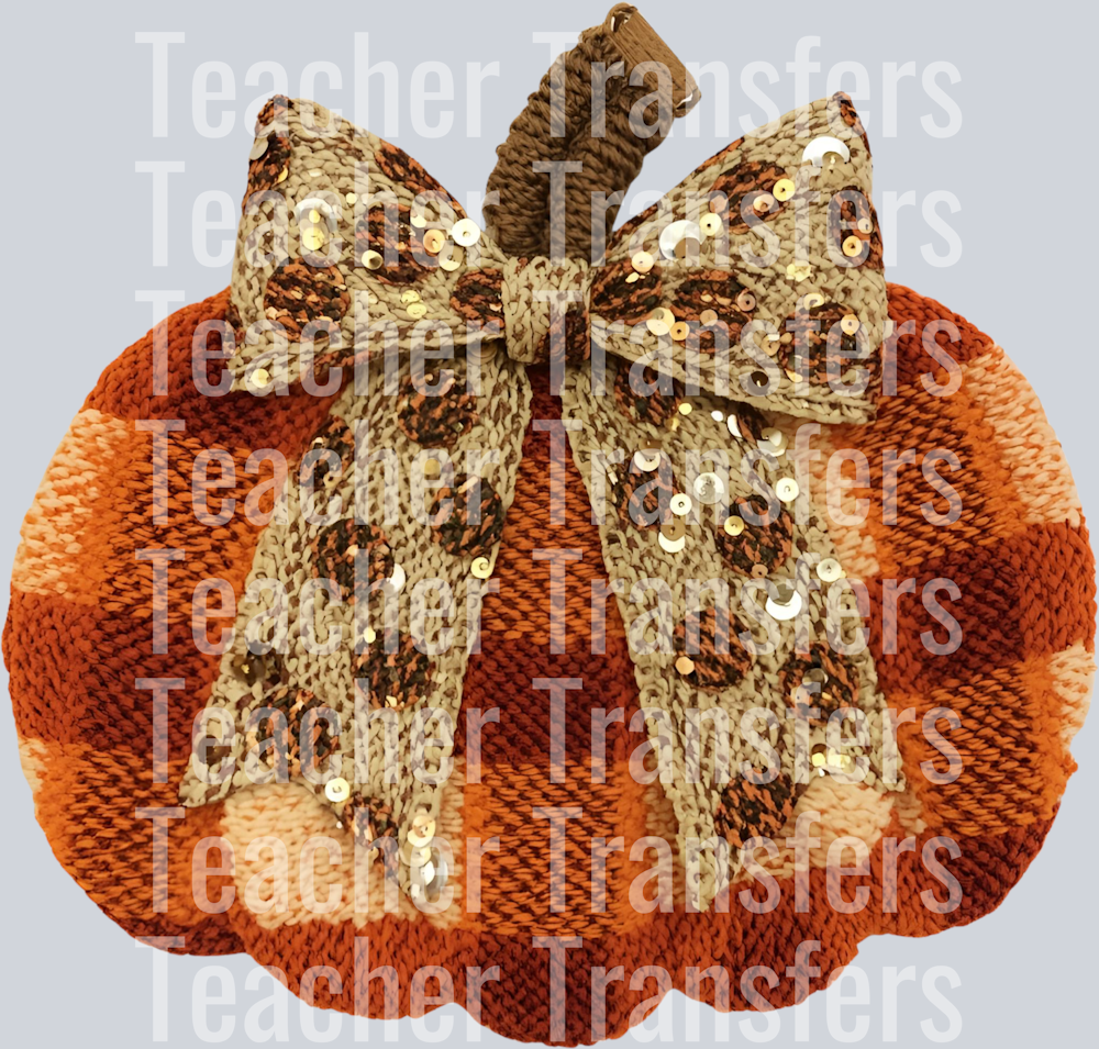 FALL PLAID PUMPKIN BOW FAUX YARN SEQUINS_