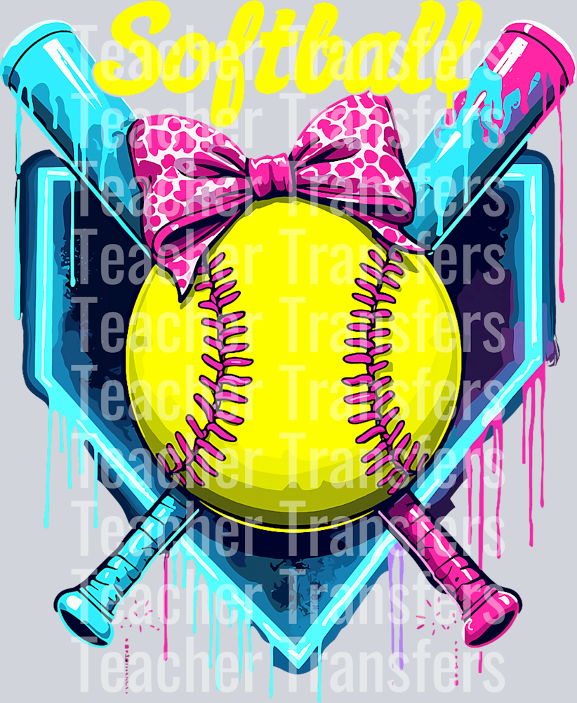Softball Player Ice Cream Softball Drip T-Shirt
